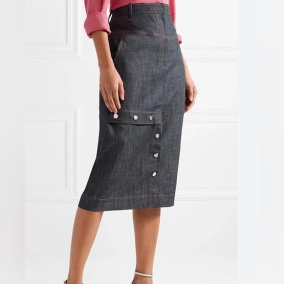 NWT - Tibi Women’s Jamie Straight Long Denim Skirt - Size 2 - Picture 2 of 10